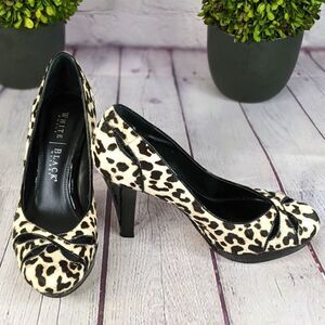 White House Black Market "Animal" Leopard Print Calf Hair High Heels Pumps